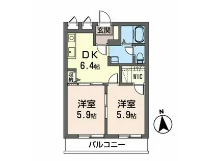 アーク・アンシエル(2DK/1階)の間取り写真