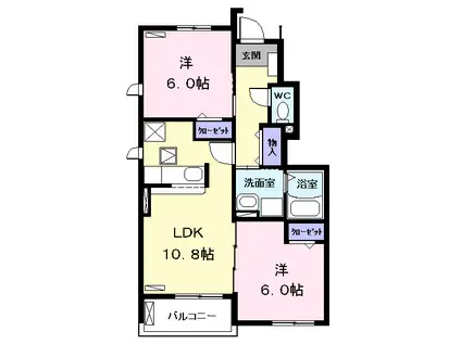 ベルメゾン都VII A棟(2LDK/1階)の間取り写真