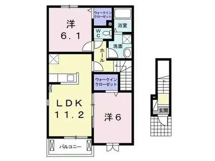 メゾン ド ボヌール(2LDK/2階)の間取り写真