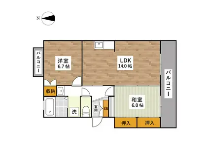 ルレーブファンタジー(2LDK/4階)の間取り写真