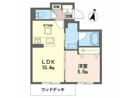 シャーメゾン弁天(1LDK/1階)の間取り写真