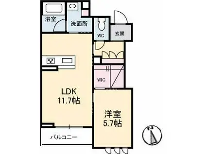 ピゴラーレI(1LDK/2階)の間取り写真