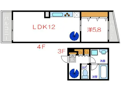 LEVANTE(1LDK/3階)の間取り写真