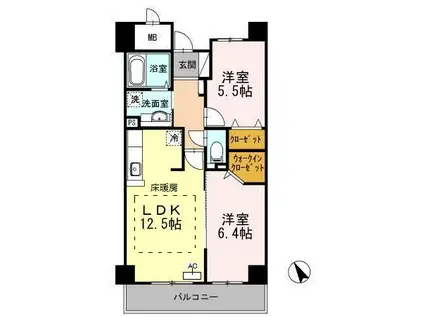 COCO MARINI(2LDK/6階)の間取り写真