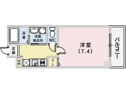 パラッツオ春日野(1K/2階)の間取り写真