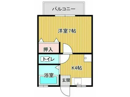 ハイツ黒髪(1K/2階)の間取り写真