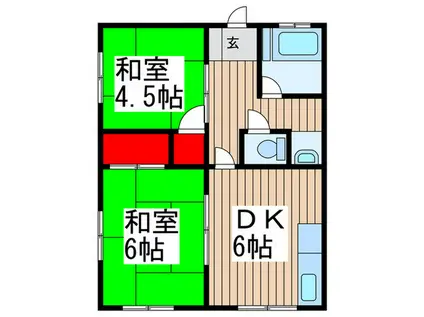 北原荘(2DK/1階)の間取り写真