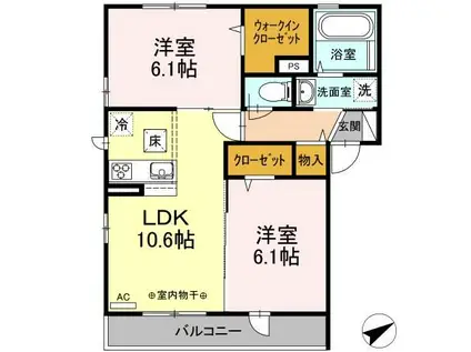 セジュール輝(2LDK/1階)の間取り写真
