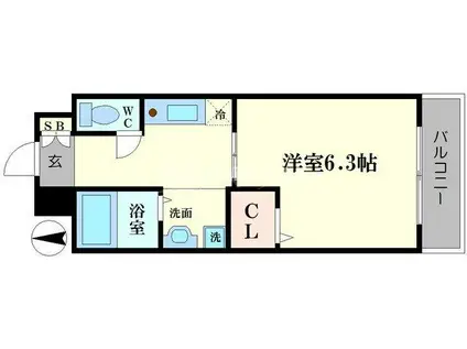 シェモア桜川(1K/2階)の間取り写真