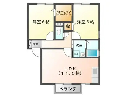 セジュールアンソレイエ(2LDK/2階)の間取り写真