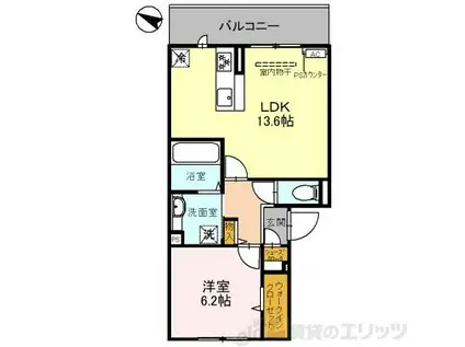 RELIER 千里丘(1LDK/3階)の間取り写真