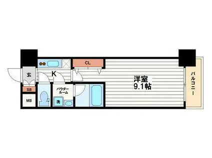 セイル淀屋橋(1K/10階)の間取り写真