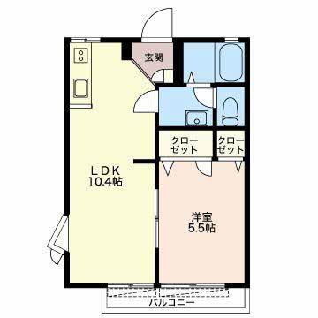 フレグランスかおりB(1LDK/2階)の間取り写真