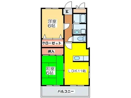 日宝ライフ野江(2LDK/3階)の間取り写真