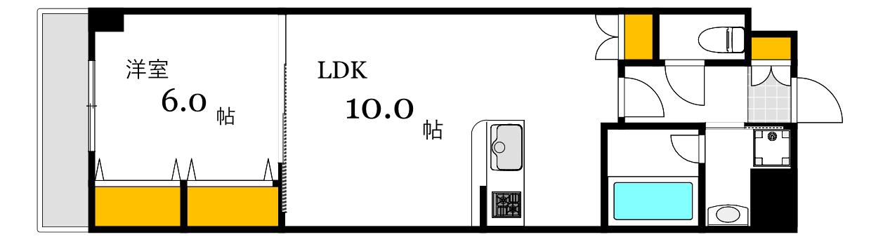 白島城北東亜ビル(1LDK/15階)の間取り写真
