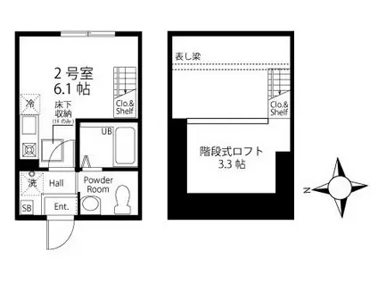 ハーミットクラブハウス・カミクラ(ワンルーム/2階)の間取り写真