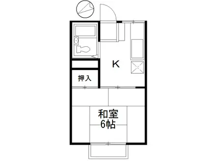 内海ハイツ(1K/2階)の間取り写真
