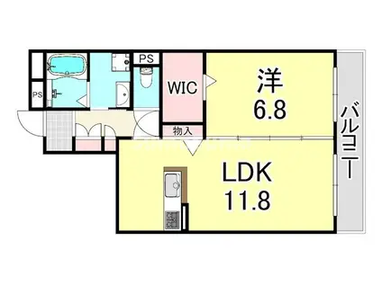 HAMILTONCOURT(1LDK/1階)の間取り写真