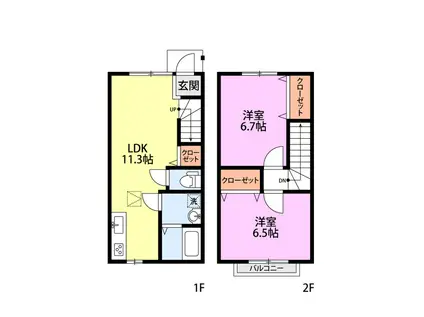 サンエクセル白根B(2LDK/1階)の間取り写真