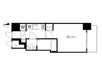 エクセリア門前仲町(1K/8階)の間取り写真