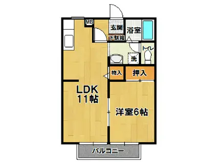 サンガーデン稲荷前(1LDK/2階)の間取り写真