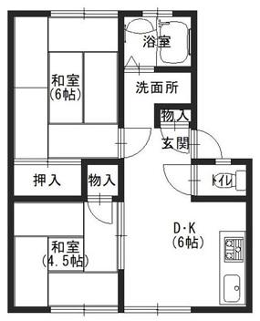 サンシティ米田(2DK/2階)の間取り写真