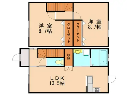 メゾネット(2LDK/1階)の間取り写真