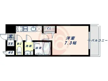 レシオス天王寺(1K/9階)の間取り写真