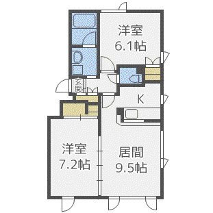 白南ハイツ7(2LDK/2階)の間取り写真
