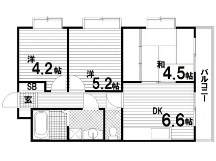 ウィング長田北町(3DK/8階)の間取り写真