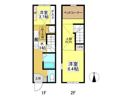 ヴァンクール(1K/1階)の間取り写真