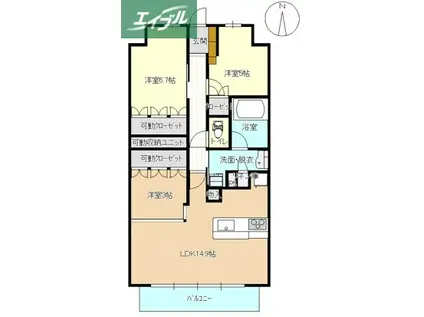 ブランシエラ岡山(3LDK/4階)の間取り写真
