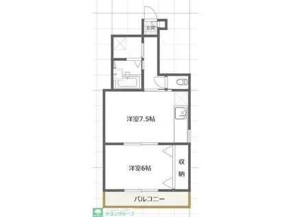 サングレース千歳台(1DK/4階)の間取り写真