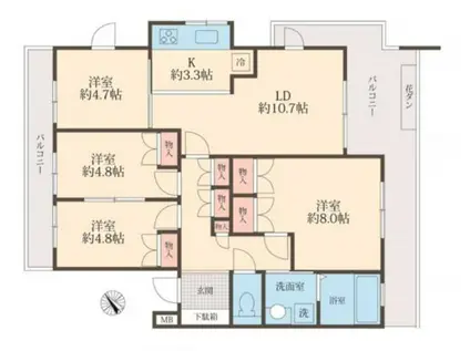 エルムコート(4LDK/3階)の間取り写真