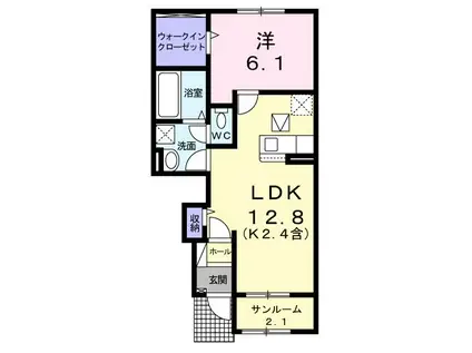 ローズマリーII(1LDK/1階)の間取り写真