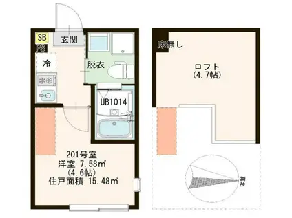 OKAPI 亀有(ワンルーム/2階)の間取り写真