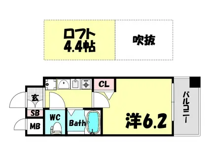 ESTEMCOURT三宮イーストポルトマーレ(1K/6階)の間取り写真