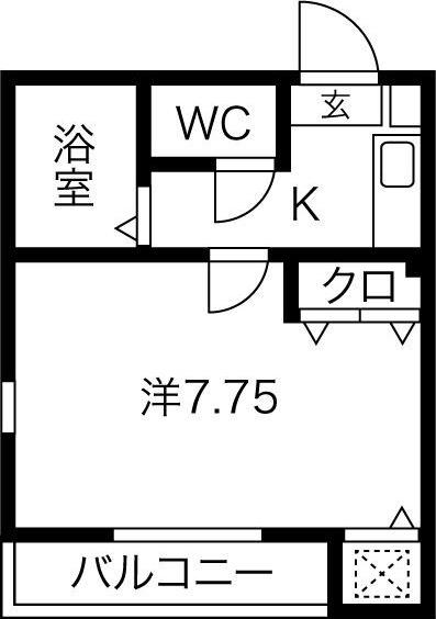 エクセラン柏森(1K/2階)の間取り写真