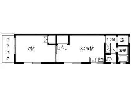 西武新宿線 野方駅 徒歩6分 2階建 築33年(1DK/2階)の間取り写真