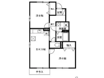 エスポワールみなみ野A(2DK/1階)の間取り写真