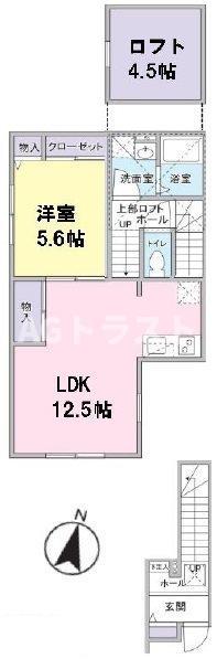 WISHING STAR(1LDK/2階)の間取り写真