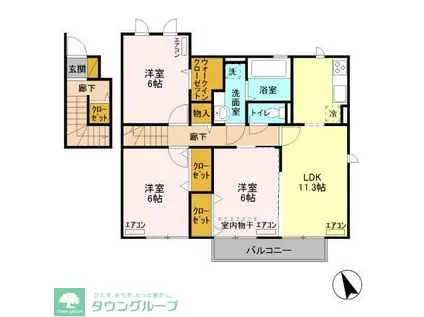 シャリテレーヴA(3LDK/2階)の間取り写真