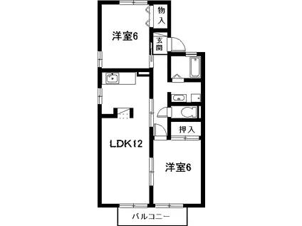 ハートホーム西沢B棟(2LDK/1階)の間取り写真