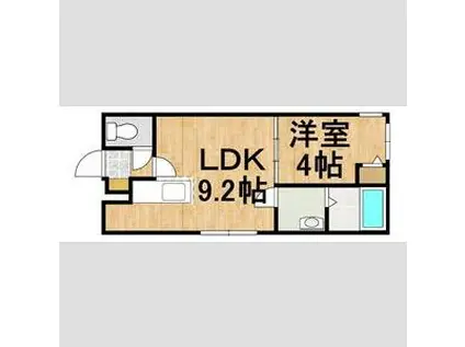 マリオットFビレッジ(1LDK/4階)の間取り写真