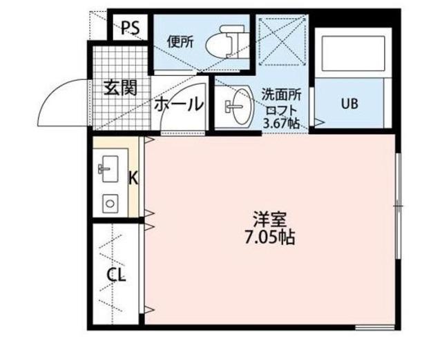 MAPLE イースト & ウエスト(ワンルーム/2階)の間取り写真