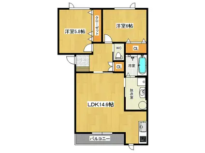 コンフォートA(2LDK/1階)の間取り写真