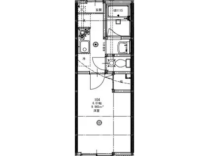 パセオグランデ四街道(1K/1階)の間取り写真
