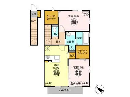 ＪＲ内房線 君津駅 徒歩27分 2階建 築9年(2LDK/2階)の間取り写真