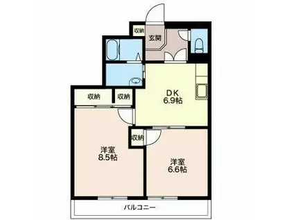 ベルカノン(2DK/3階)の間取り写真