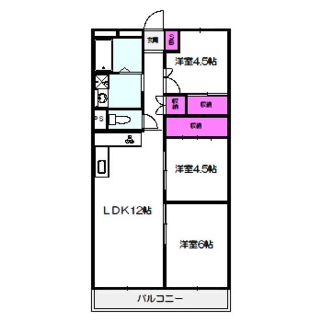 すみれ橋第1コーポ二号棟(3LDK/11階)の間取り写真